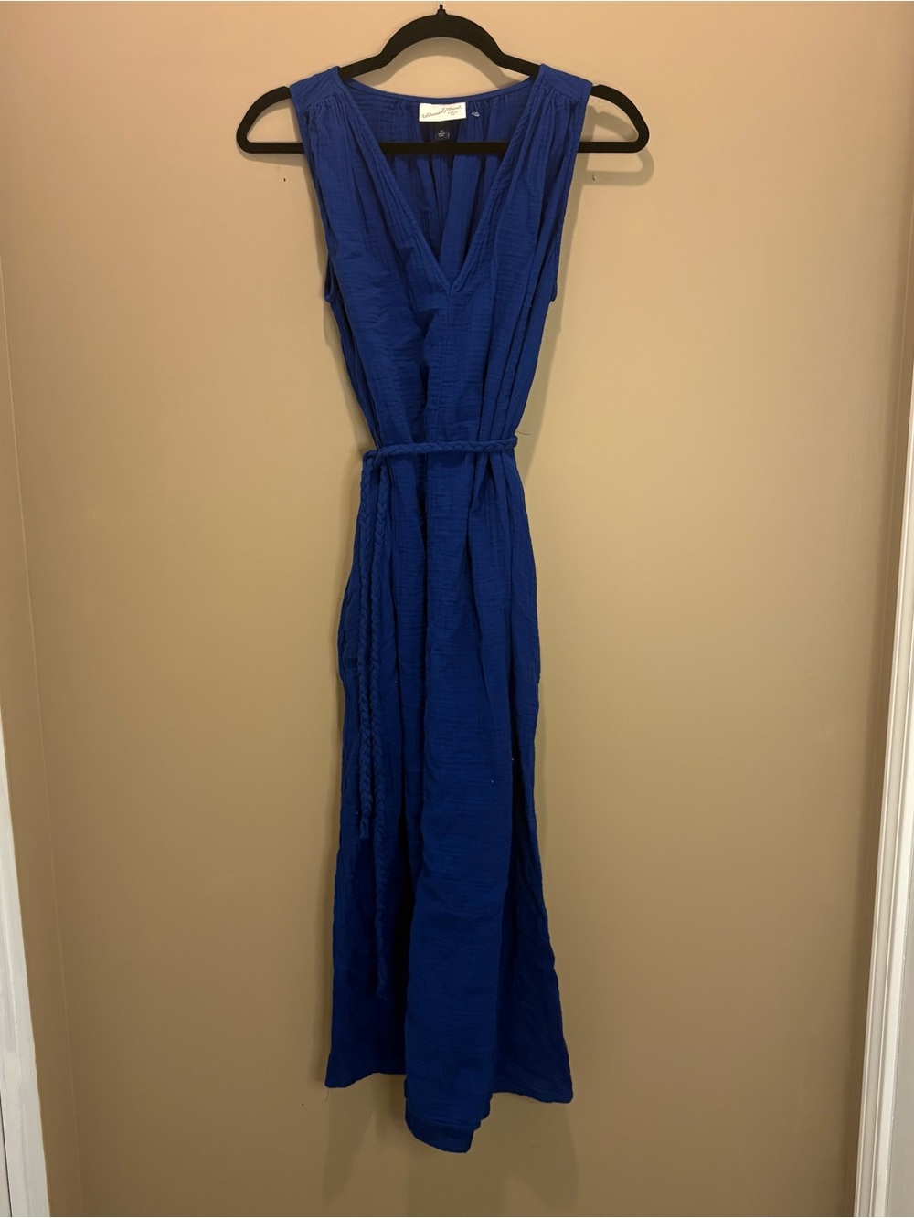 Universal thread blue cotton gauze maxi dress belted